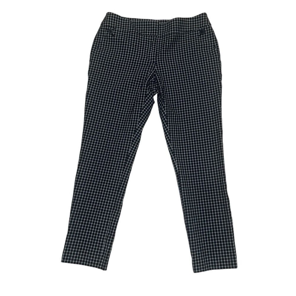 ANN TAYLOR LOFT ‘JULIE’ STYLE BLACK/IVORY CHECK CAPRI DRESS PANTS!! SZ 4